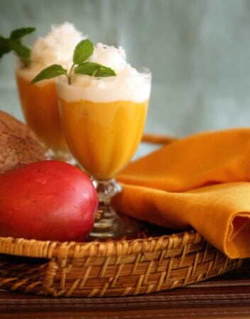 Mango Coconut Sorbet in a beautiful composition