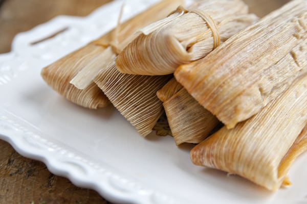 Banana Leaf-Wrapped Lamb Shank Tamales with Morita Chile Salsa