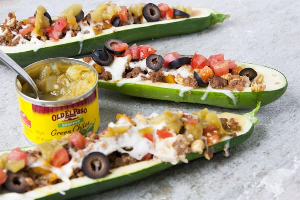 Old El Paso green chile stuffed zucchini boats