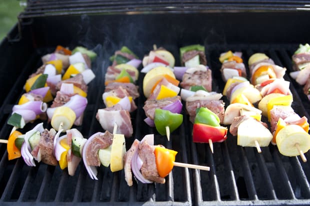 grilling kabobs