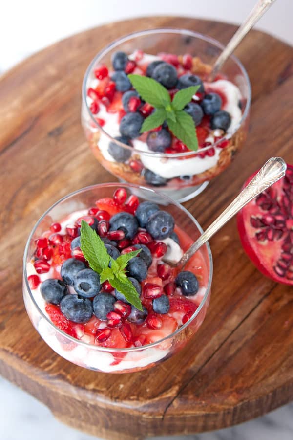 Red, White and Blue Granola and Fruit Parfaits