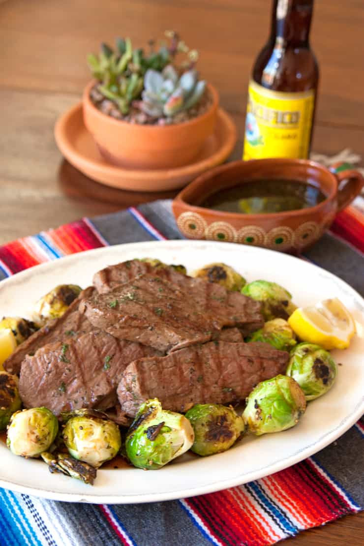 Grilled Tri-Tip Steak with Spicy Seared Brussels Sprouts