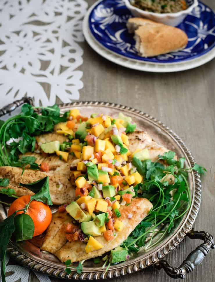 Pan-Fried Tilapia with Citrus, Mango, and Avocado Salsa