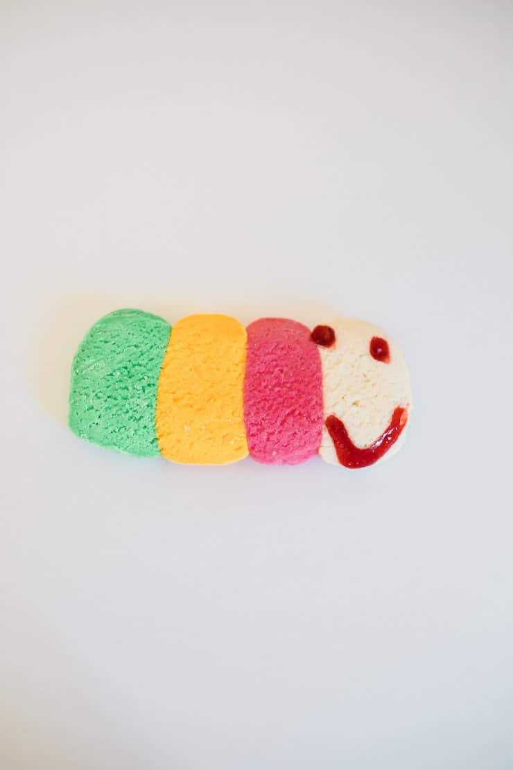 colorful caterpillar galette pan dulce