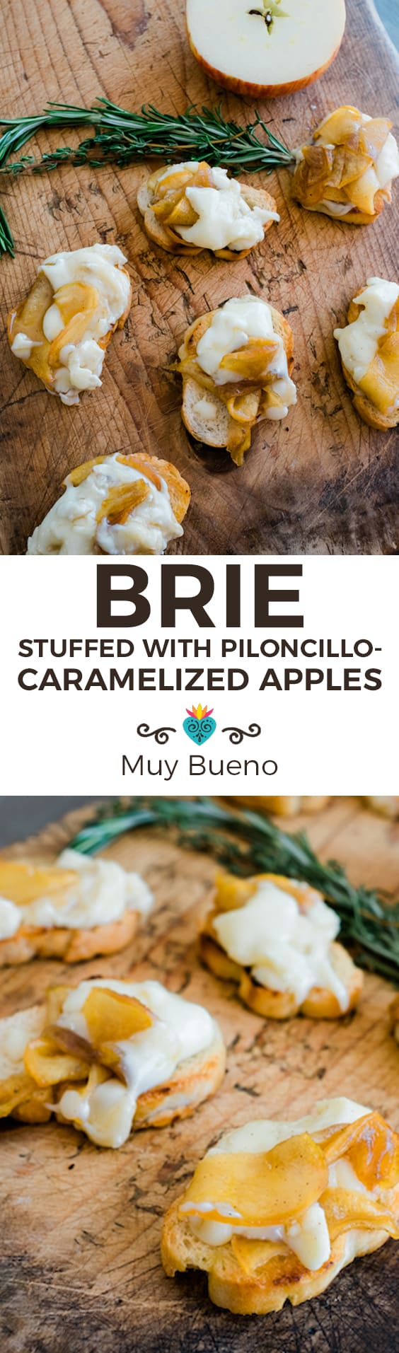 Brie Stuffed with Piloncillo Caramelized Apples Super Long Collage with Text Overlay