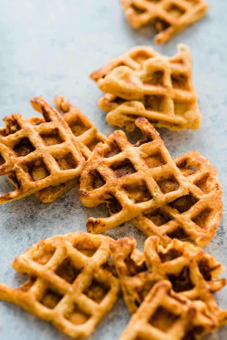 Cornmeal Waffles cooked before serving