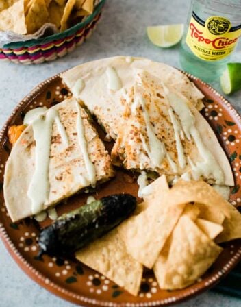 Cactus Nopal Quesadillas served in a beautiful plate