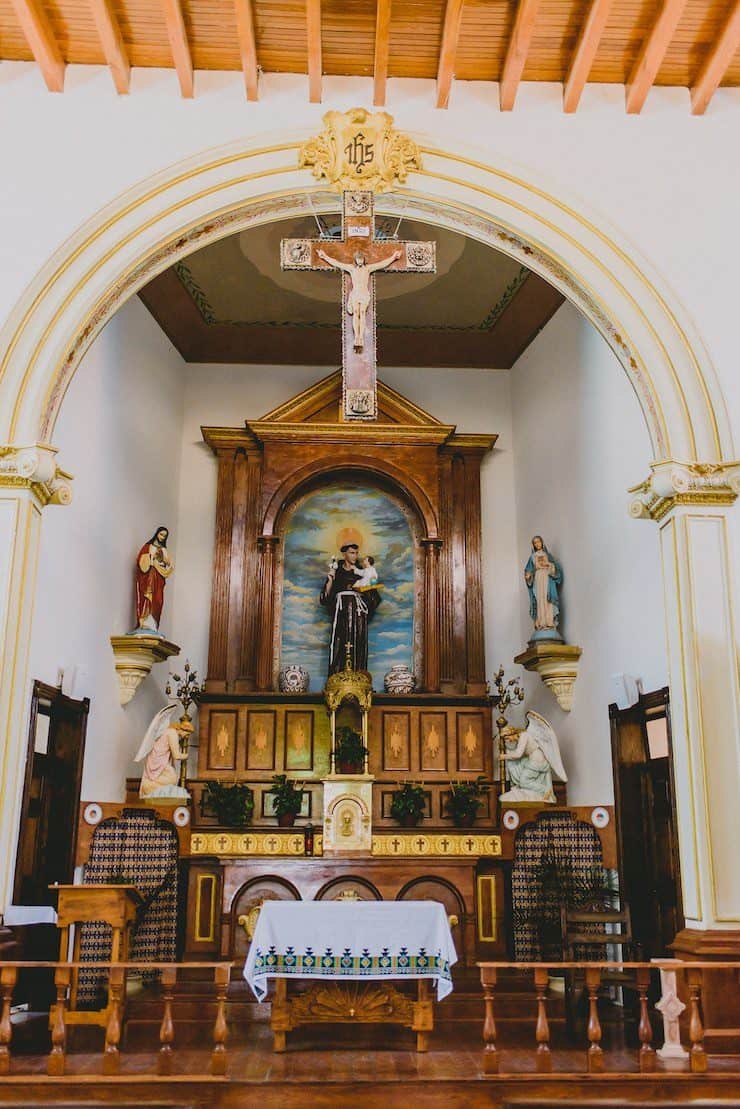 inside altar of the Ysleta Mission in El Paso