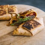 grilled lunch wrap willed with beef picadillo