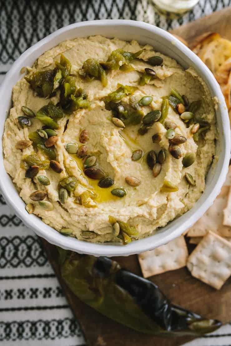 Spicy Roasted Green Chile Hummus