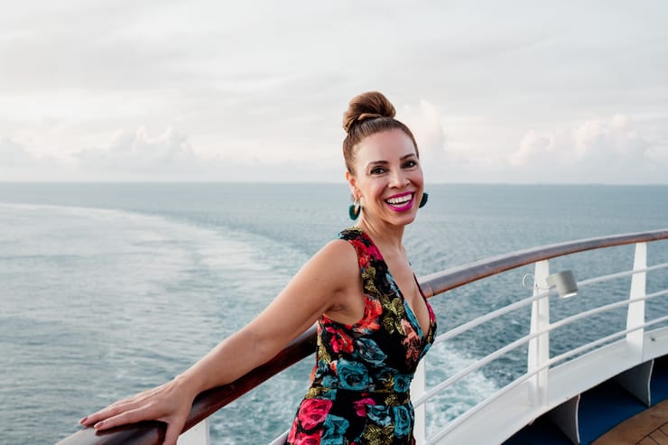 Latina influencer food and travel blogger denver Yvette Marquez on a cruise
