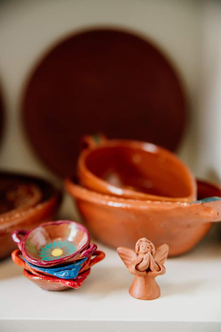 Double-Duty Office Studio and Dining Room barro clay Mexican pottery