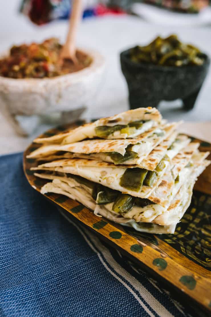 Green Chile and Cheese Quesadilla made with poblanos