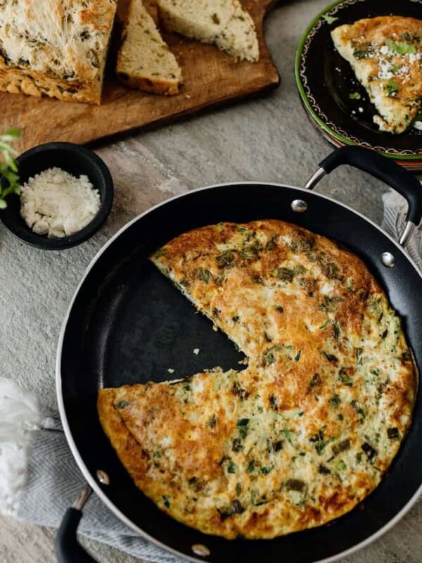 vegetable frittata in pan