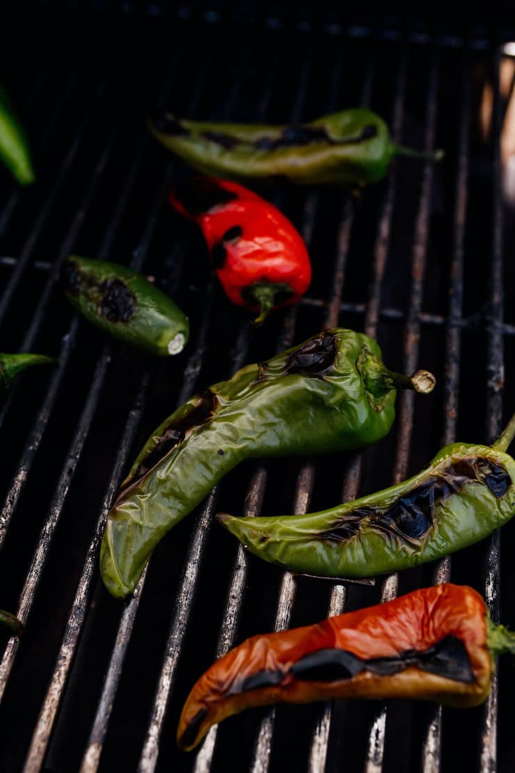 photo showing how to roast chiles on a grill