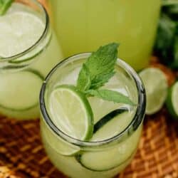 homemade agua de pepino in a glass