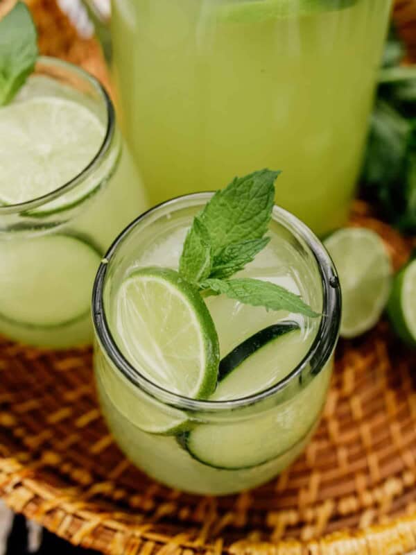 homemade agua de pepino in a glass