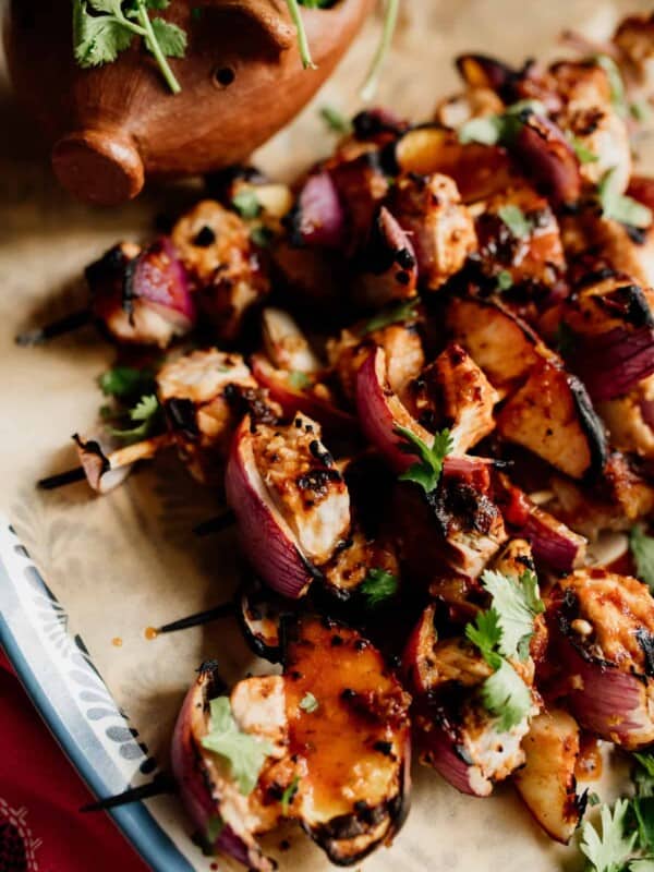 grilled pork and peach kabobs