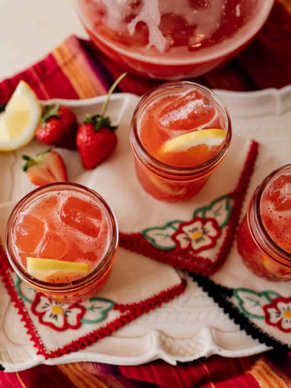 summer sweet strawberry tea in mason jars