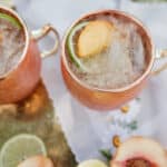 copper mug of peach kentucky mule