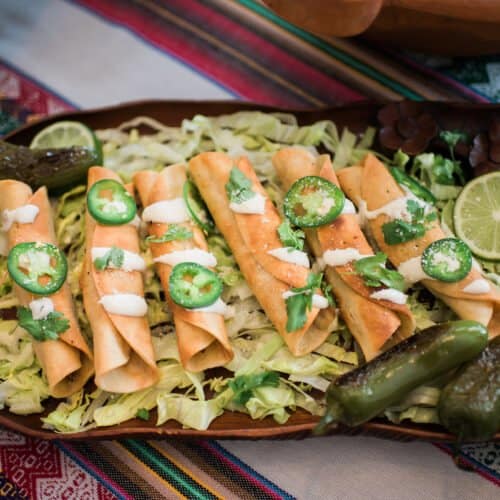 Mexican Flautas with SlowCooker Pork Tinga Muy Bueno